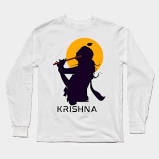 Hindu god lord Krishna playing his flute Long Sleeve T-Shirt